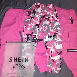 shein kids 7 youth size pink camo girls pants 3-pack
